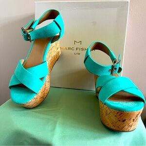 BRAND  NEW- never worn, Marc Fisher, Green Suede shoe, size 8.